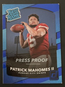 2017 Panini Donruss Patrick Mahomes II Rated Rookie Blue Press Proof - READ
