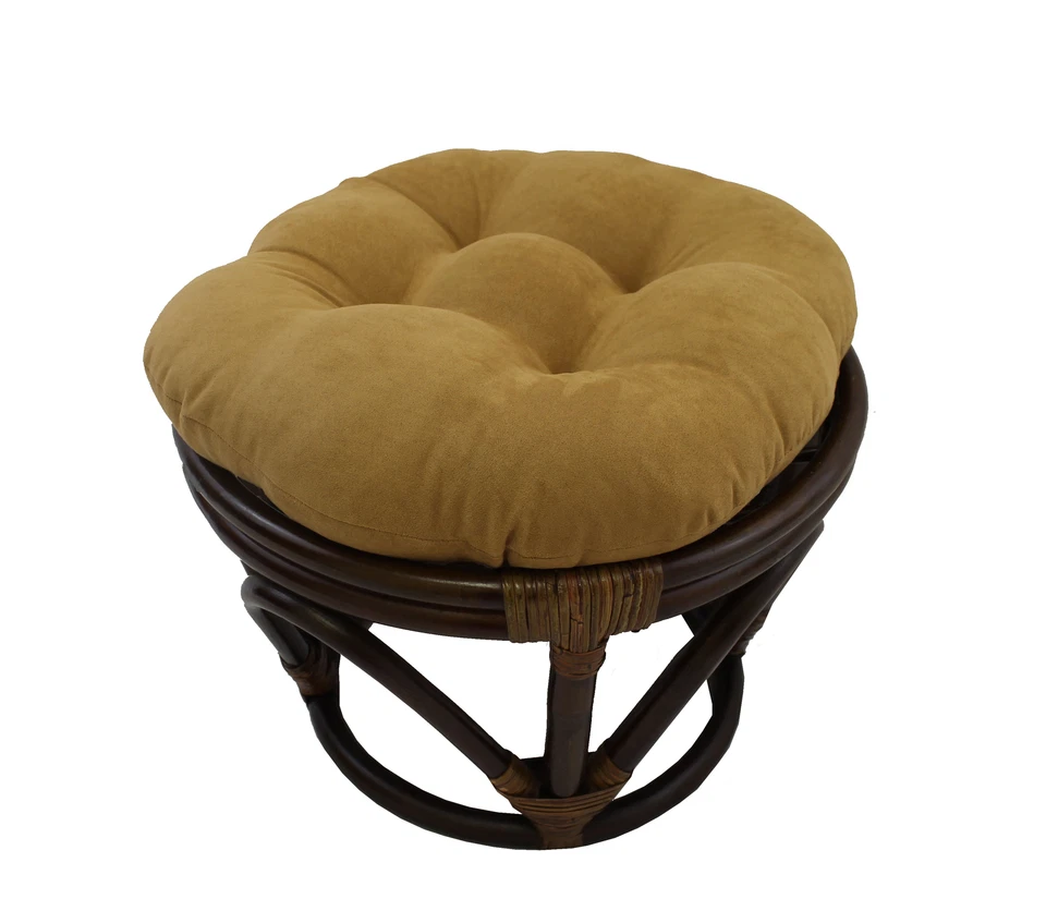 International Caravan Bali Rattan Papasan Cushion Stool-camel