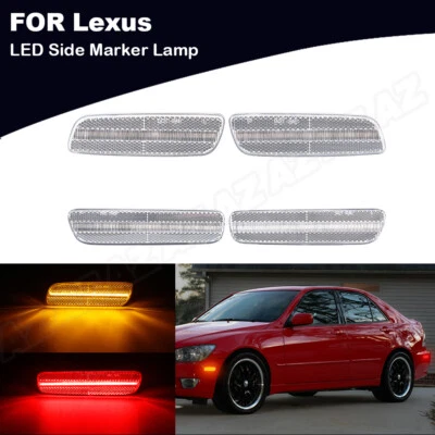 4PCS Clear LED Front + Rear Side Marker Light for 01-2005 Lexus IS300 Base Sedan - Image 1 of 4