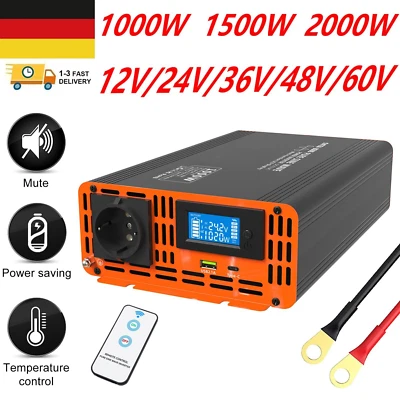 DATOUBOSS 12V 24V 36V 48V auf230V 1500W 2000W Reiner Sinus Spannungswandler Wechselrichter