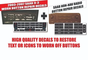2003-2012 SAAB RADIO STEREO NON NAV + CLIMATE CONTROL BUTTON DECALS 2 sets - Picture 1 of 3