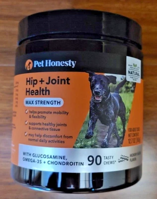 PETHONESTY Pet Honesty Hip + Joint Health 90 Soft Chews Bacon Flv. Ex. 2026 MAX STRTH