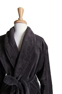 NEW IN PACKAGE! GREY Spa Robe Plush shawl collar, waist tie and pockets! - Picture 1 of 12
