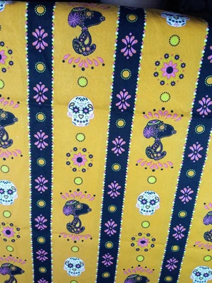 Springs Creative Fabric Snoopy Stripe & Sugar Skulls 1 Yard + 22" x 44" - Image 1 of 4