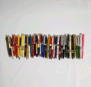 40 COOL VINTAGE ADVERTISING PENS Ballpoint Lot Banks Insurance DuPont Small Biz+ - Picture 1 of 5