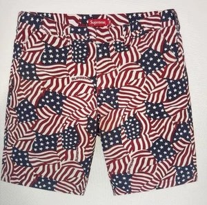 New Supreme Flags Work Shorts Size 30 SS20 Red White Blue USA - Picture 1 of 1