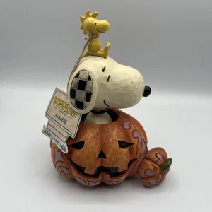 JIM SHORE Peanuts Pumpkin Snoopy Woodstock 6000981 “The Pumpkin King” 2014 NWT - Picture 1 of 10