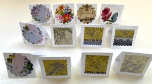 Set of 12 Handmade Pretty Floral 2x2 Mini Note Cards Gift Enclosure *** - Picture 1 of 5