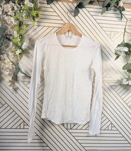 T-shirt donna manica lunga Standard James Perse cotone casual bianca taglia 1 - Foto 1 di 7