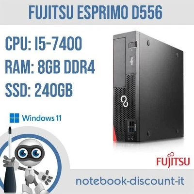 PC DESKTOP  SFF  Fujitsu esprimo D556  Cpu i5-7400 Ram 8gb DDR4 SSD 240gb W11Pro - Immagine 1 di 4
