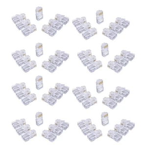 100Pack 8P8C Cat6 RJ45 Connectors,Clear Ethernet Crimp Plugs for UTP Cable - Afbeelding 1 van 8