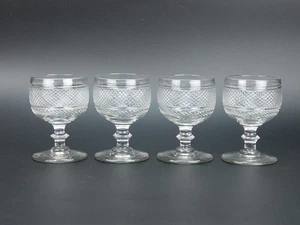 Juego de 4 antiguos pequeños rummers anglo irlandés corte vidrio corcho c1820 - Imagen 1 de 20