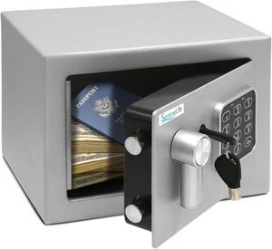 SereneLife Electronic Safe Box | Heavy Duty 9.1 x 6.7” Money Stadard, Silver - Picture 1 of 8