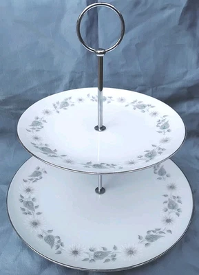 🧁RARE Vintage 1950s Noritake Japan WELLESLEY Porcelain 2 TIER SERVING Plate AUS - image 1 of 4