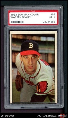 1953 Bowman #99 Warren Spahn Braves HOF PSA 5 - EX - Image 1 of 2