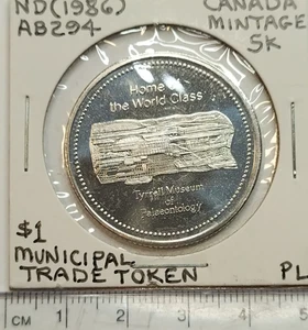 1986 Drumheller Alberta $1 Palaeontology Dollar token Proof Like AB294 - Bild 1 von 2