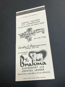 Vintage Florida Matchbook “The Brahma Restaurant” Ocala - Picture 1 of 2