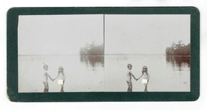 Foto Stereoview Dos niños en la playa (10074) - Imagen 1 de 2