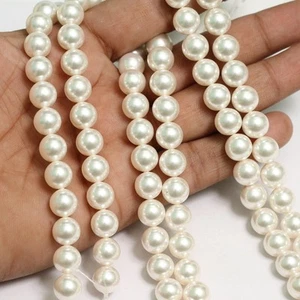 4 piezas, cuentas de perlas blancas - Imagen 1 de 8