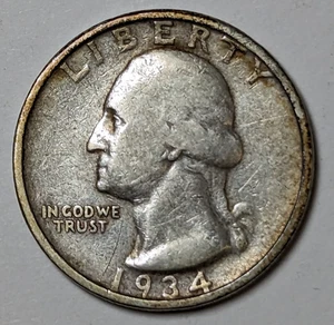 1934 P Washington Silver Quarter - Picture 1 of 3