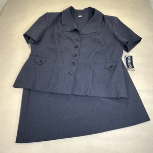 Spago Collection Women's Suit Jacket & Skirt Blue Size 24 Classic Vintage NWT - Picture 1 of 15
