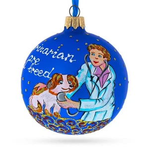 Veterinarian with Puppy Glass Ball Christmas Ornament 3.25 Inches - Picture 1 of 5