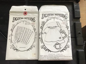 2 Vintage Schnittmuster Fagoting Baby Mütze & Kleid Kitty Benton ungeschnitten - Bild 1 von 2