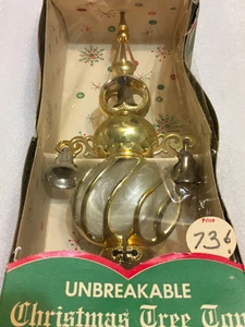 Vintage NOS 13" Bradford Carillon Guglia Albero di Natale Topper Angelo Capelli Campane Oro - Foto 1 di 15