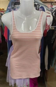 NEW Merona Women's Tank Top Choose Size Peach Stripes Cotton Blend FREE SHIPPING - Picture 1 of 4