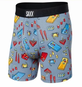 SAXX Men’s Vibe Boxer Briefs S Beer Olympics BallPark Pouch, Moisture Wicking - Picture 1 of 6