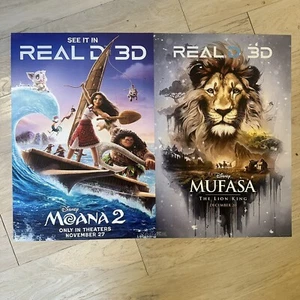 Póster de película Disney Moana 2/Mufasa Lion King - doble cara 13x19 AMC RealD 3D - Imagen 1 de 1