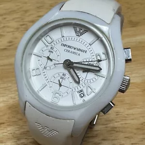 Emporio Armani Quartz Watch AR-1431 Women 30m White Ceramic Analog New Battery - Picture 1 of 6