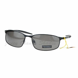 Men's Polarized Lens Sunglasses Oval Light Metal Frame Spring Hinge - Picture 1 of 20