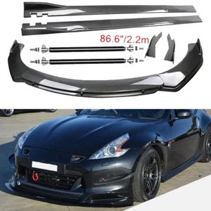 Carbon Fiber Front Bumper Lip Spoiler 86.6" Side Skirt Kit For Nissan 370Z 09-21 - Picture 1 of 21