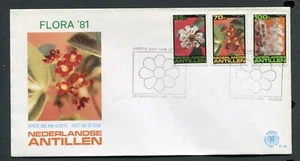 NETHERLANDS ANTILLES 1981, FLOWERS, PLANTS, Scott 469-471 ON F.D.C. - Picture 1 of 1