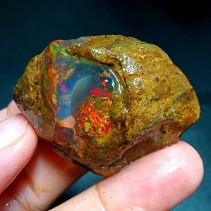 171ct Äthiopischer Welo Opal grob - intensive Farbe Feuerkristall Opal | 46x35x26mm - Bild 1 von 7