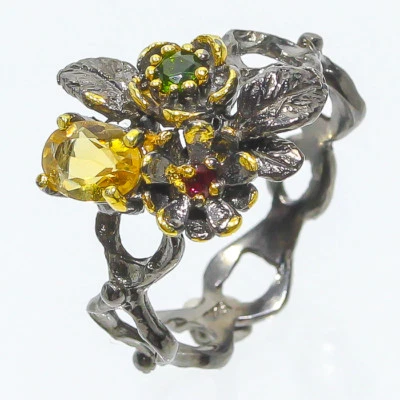 Anillo/RVS87 de plata esterlina 925 citrino natural no mejorado Foto 1 de 3