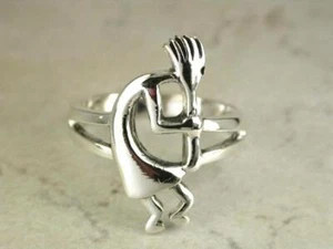 ANILLO KOKOPELLI GRANDE DETALLADO PLATA ESTERLINA talla 10 estilo# r0516 - Imagen 1 de 1