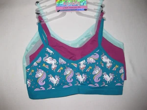 Totally Adorbs girls L (12-14) 4pk seamless bralettes unicorn/fuchsia/gray/stars - Picture 1 of 5