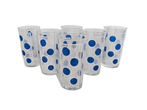 Vintage blau gepunktete Becher - Mid Century blau und weiß Trinkgeschirr - Bild 1 von 7