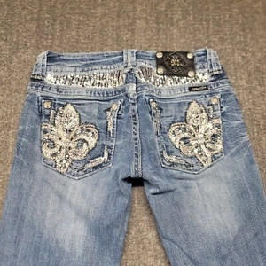 Miss Me Jeans Womens 27 27x31 Blue Bootcut Denim Sequin Bling Cowgirl Rodeo - Picture 1 of 18