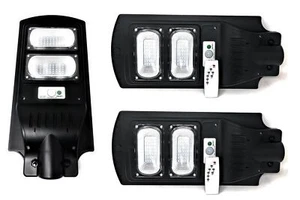 3 X Faro Stradale A Led 60W Con Pannello Solare Crepuscolare E Telecomando - Foto 1 di 6