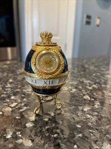 JOAN RIVERS FABERGE IMPERIAL TREASURES "THE TIME PIECE EGG" GOLD SAPPHIRE ENAMEL - Picture 1 of 3