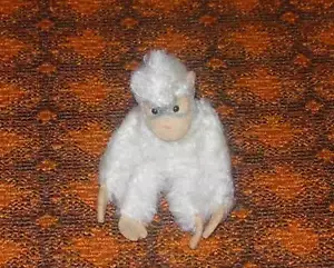 STEIFF JOCK CHIMPANCÉ BLANCO MOHAIR 5310 DE COLECCIÓN SIN BOTÓN NI ETIQUETA - Imagen 1 de 4