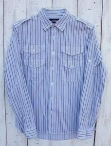 Michael Kors Men's Button Front Long Sleeves Shirt - M Blue Striped. - Picture 1 of 9