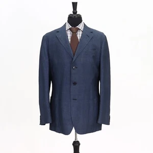 ZZegna 44L Blue Sport Coat Blazer Jacket Solid 3B Silk - Picture 1 of 11