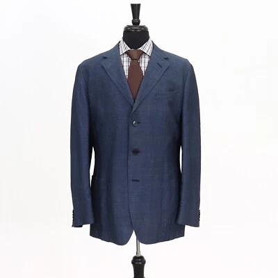 ZZegna 44L 蓝色运动外套西装外套纯色 3B 真丝 — 第 1/4 张图片