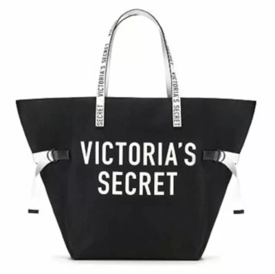 Victoria's Secret | Black w White Logo | NEW | Large Tote Canvas Weekender Bag - Image 1 of 4