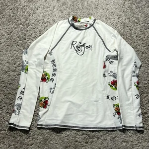 Ron Jon Surf Shop Womens Long Sleeve Rash Guard Surfing Shirt Large White Y2k - Picture 1 of 7