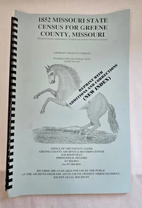 1852 Greene County MO Census Book Reprint NE Christian & Western Webster County - Picture 1 of 6